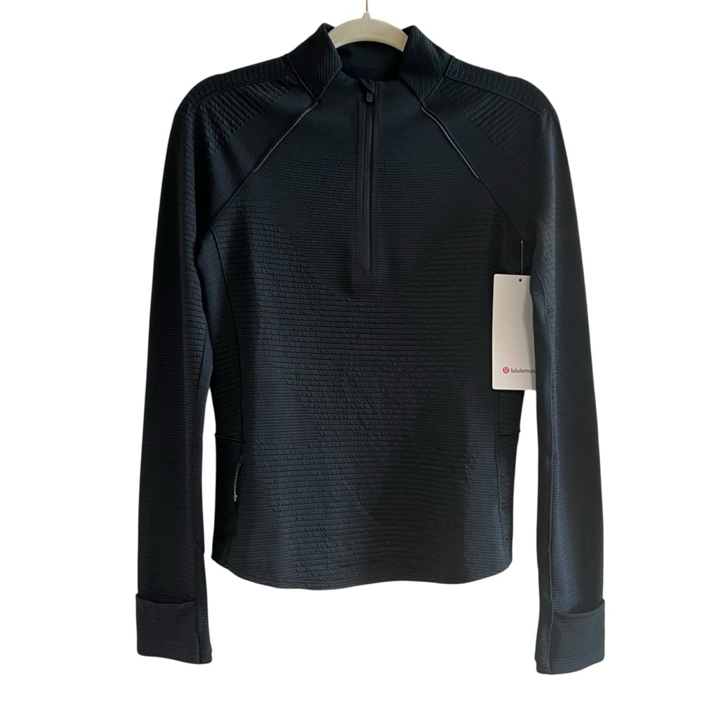 Lululemon Ventscape Half Zip Long Sleeve Black Mock Neck Shirt Slim Fit Top Sz 6